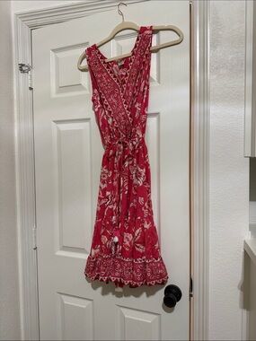 Floral Red Sleeveless Dress.  Lola P